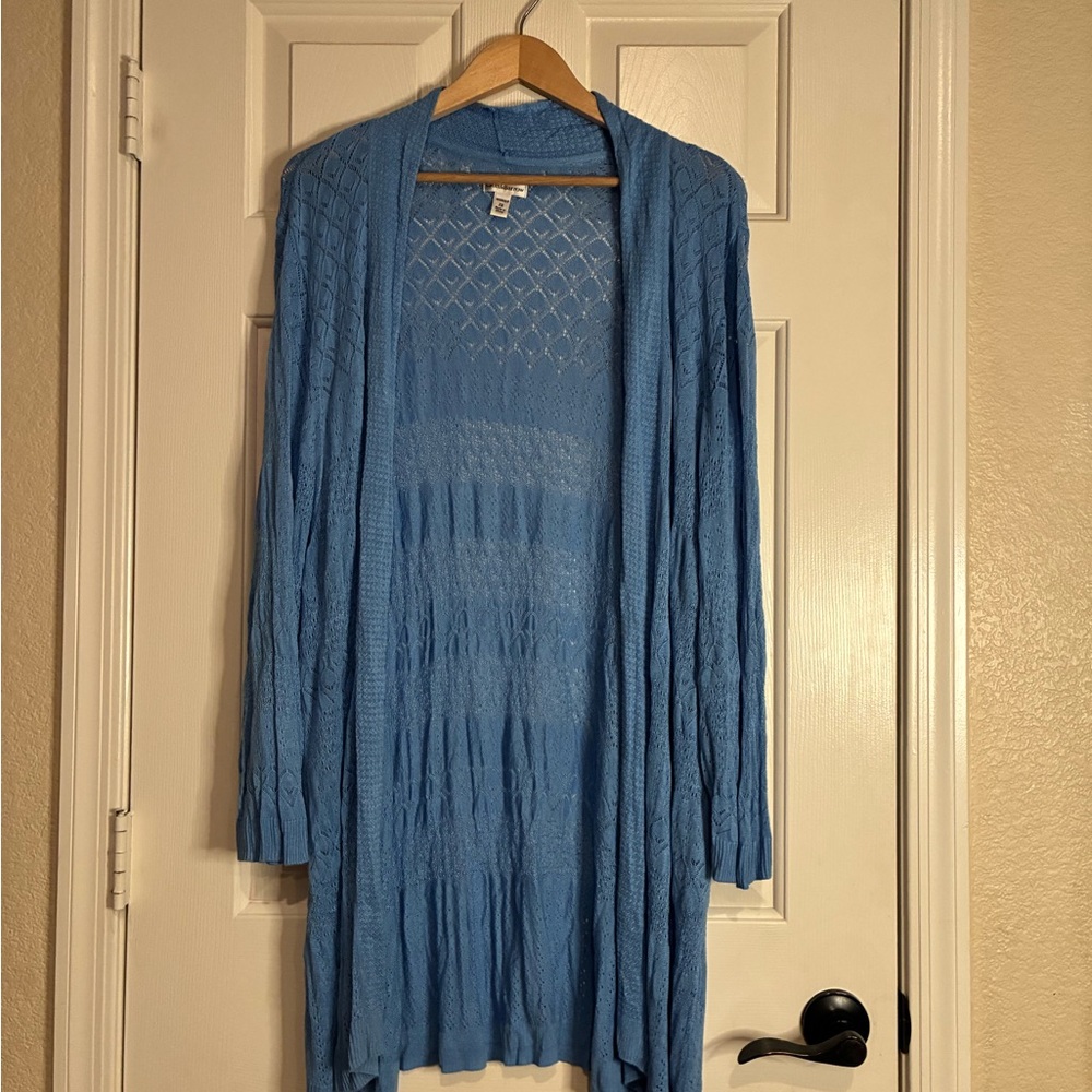 croft & barrow Light Blue Open-Front Knit Cardigan